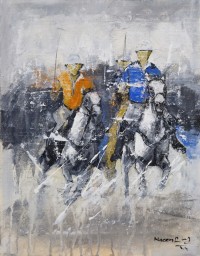 Naeem Rind, 12 x 16 Inch, Acrylic on Canvas, Polo Painting, AC-NAR-049